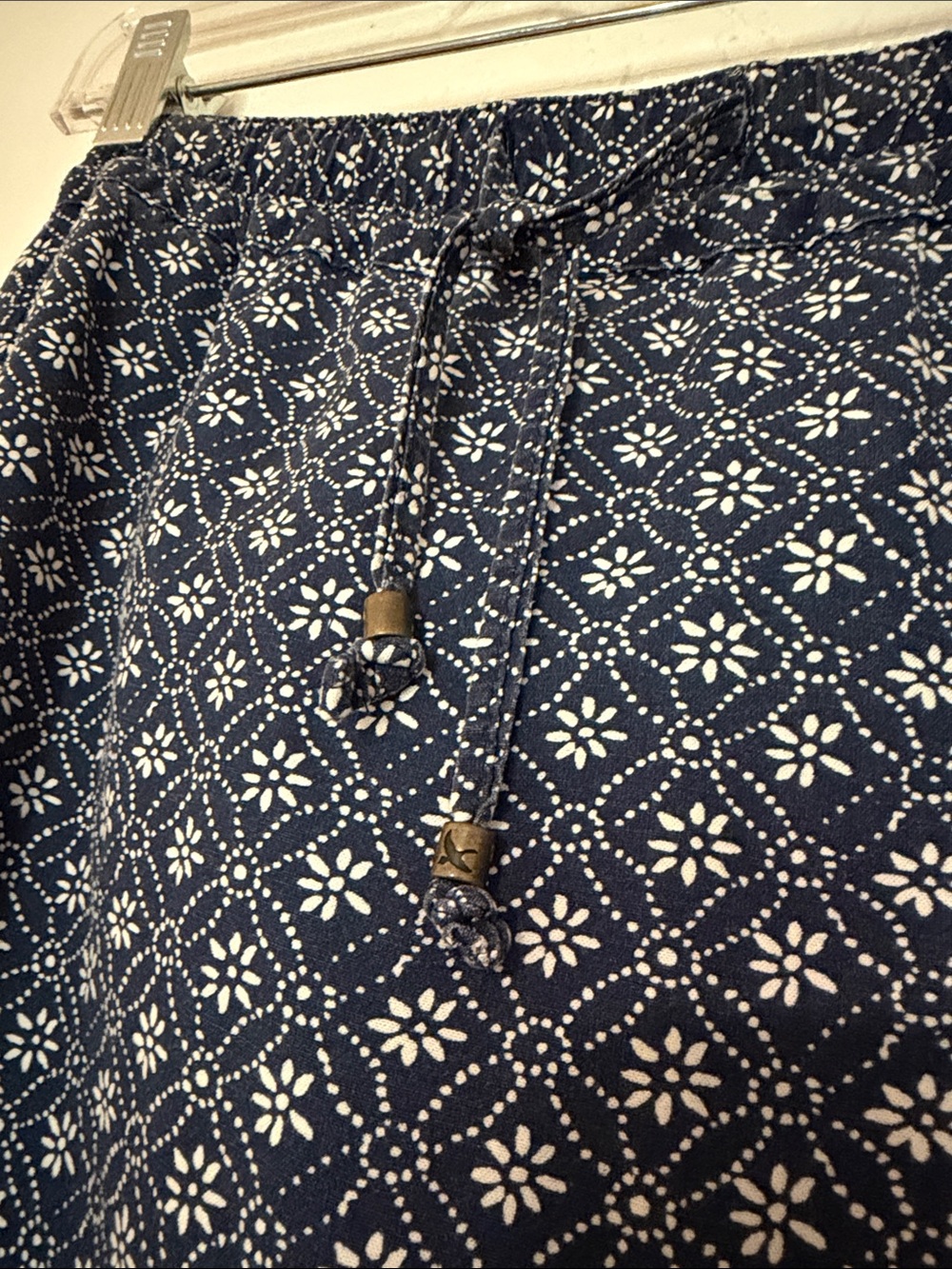 Eddie Bauer Navy Maxi Skirt with White Floral Geometric Print Medium a A-line - Picture 3 of 5